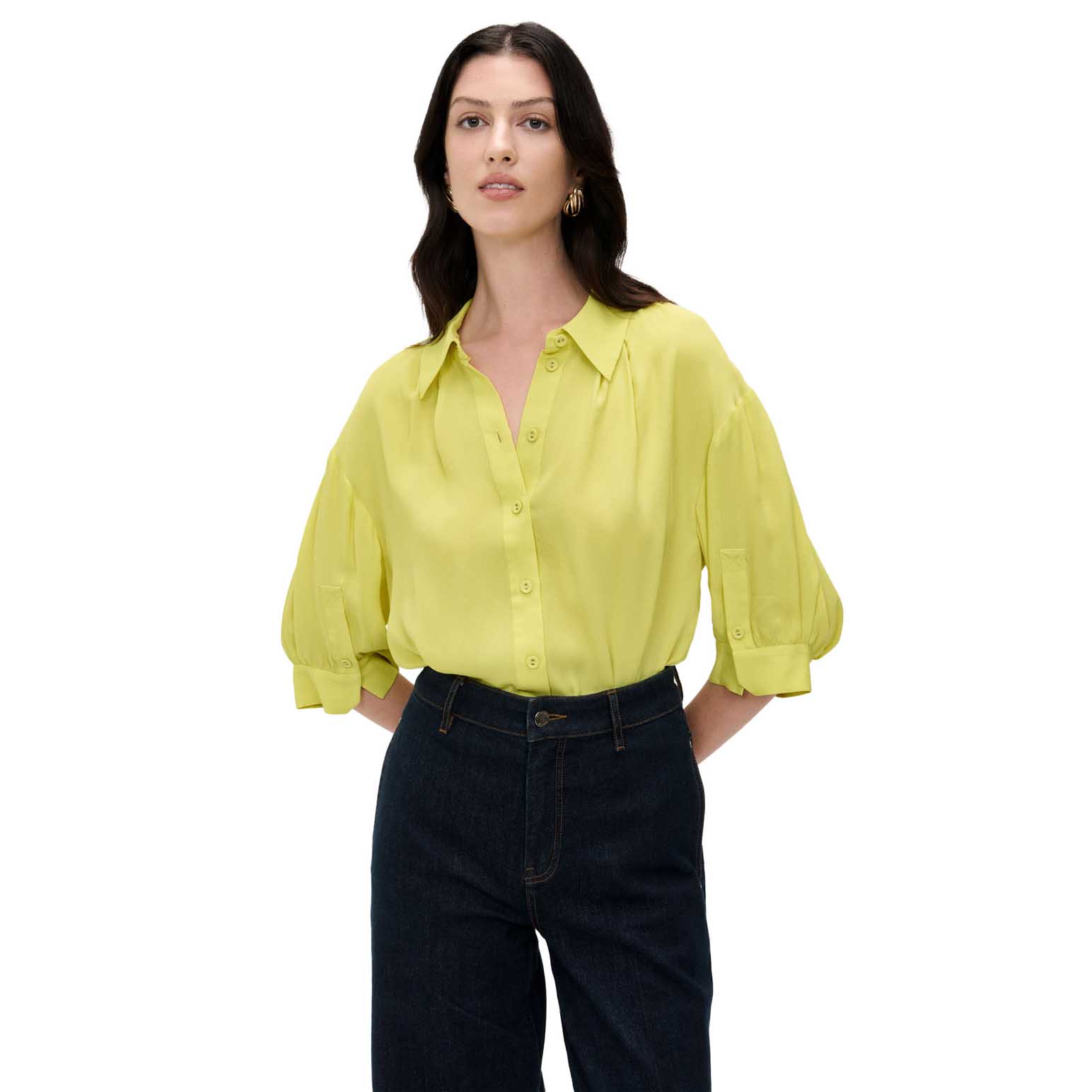 Veronika Maine Georgette Tuck Sleeve Shirt